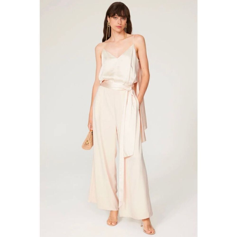 Obando‎ Collective Satin Wide Leg Jumpsuit Cream Size 10